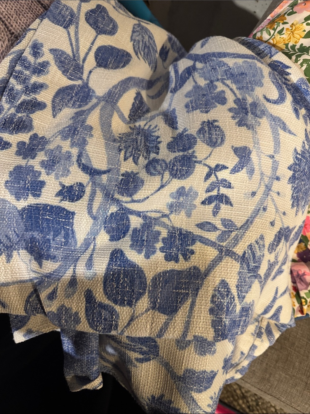 70x108 Blue and Cream Floral table cloth - Elegant Home Dining Accent